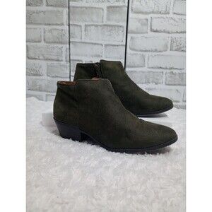 Soda Women's Faux Suede Ankle Boots Shoes Green Olive Size 7.5-8 Zipper